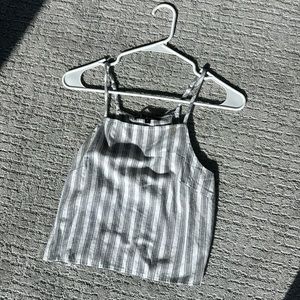 Lulu striped open back linen top